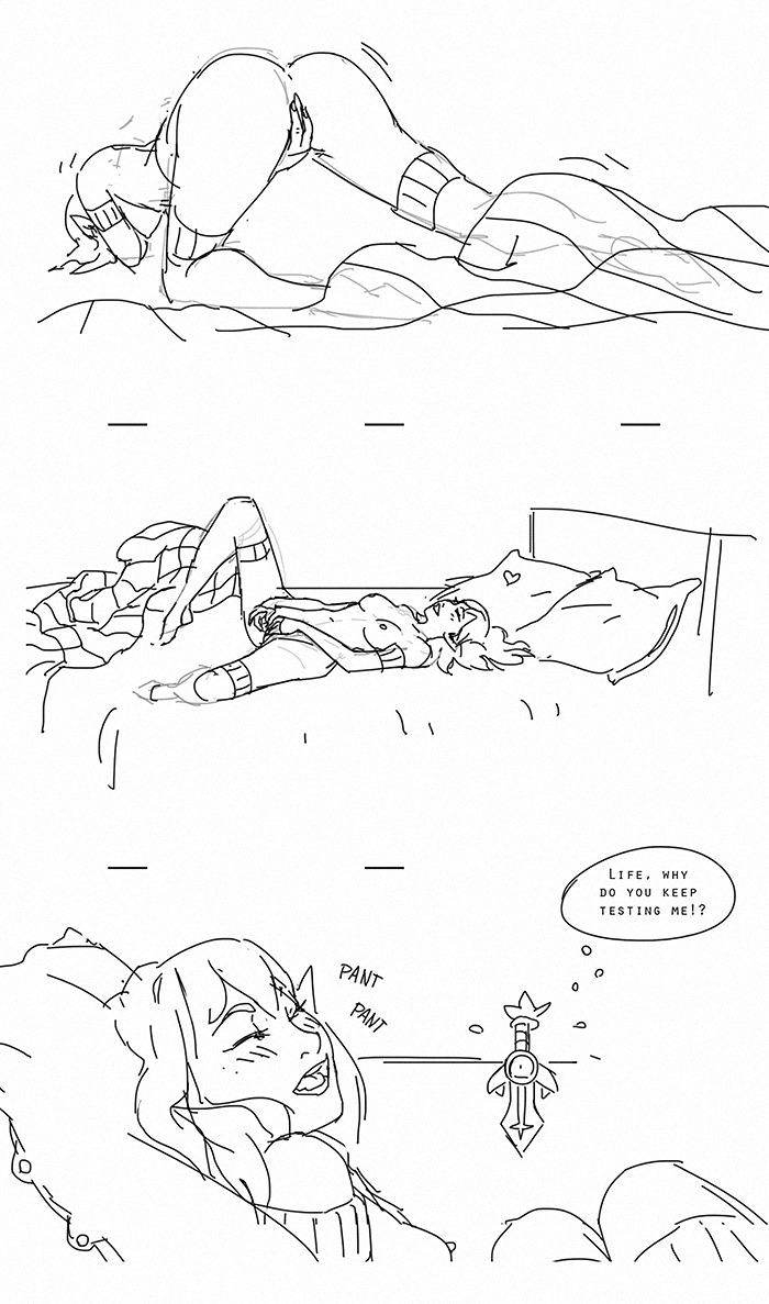 shushuccubus, cra, evangelyne, rubilax, wakfu, demon, elf, elve, female, fingering, masturbation, on back, pointy ears, shushu, solo, thighhighs, voyeurism, wife, 
