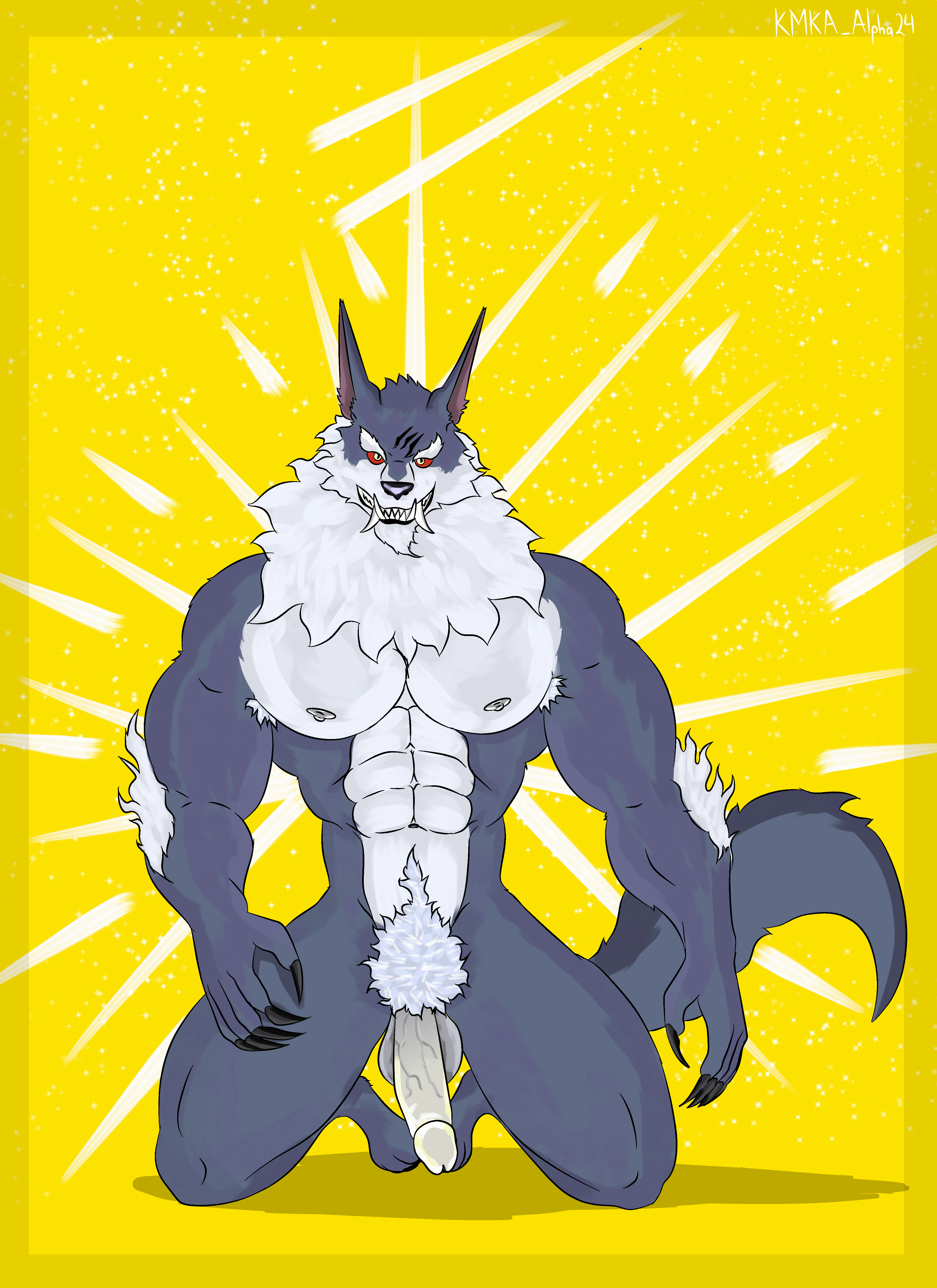 warwick, league of legends, mythology, riot games, absurd res, hi res, simple background, yellow background, anthro, armpit hair, balls, body hair, canid, canine, canis, claws, clothing, digitigrade footwear, ears up, eyebrows, fangs, feet, footwear, fur, furgonomic footwear, furgonomics, genitals, glans, gradient background, grey body, grey fur, hair, half-erect, hindpaw, humanoid, kmka, long penis, long tail, male, mammal, mane, mane hair, muscular, muscular anthro, muscular male, mythological canine, mythological creature, nipples, paws, pecs, pecs focus, penis, pointy ears, pubes, pubes exposed, pubic fuzz, purple body, purple fur, red eyes, solo, solo male, stomach bulge, tail, teeth, tencent, thick eyebrows, vein, veiny penis, werecanid, werecanine, werecreature, werewolf, wolf, yellow eyes, 