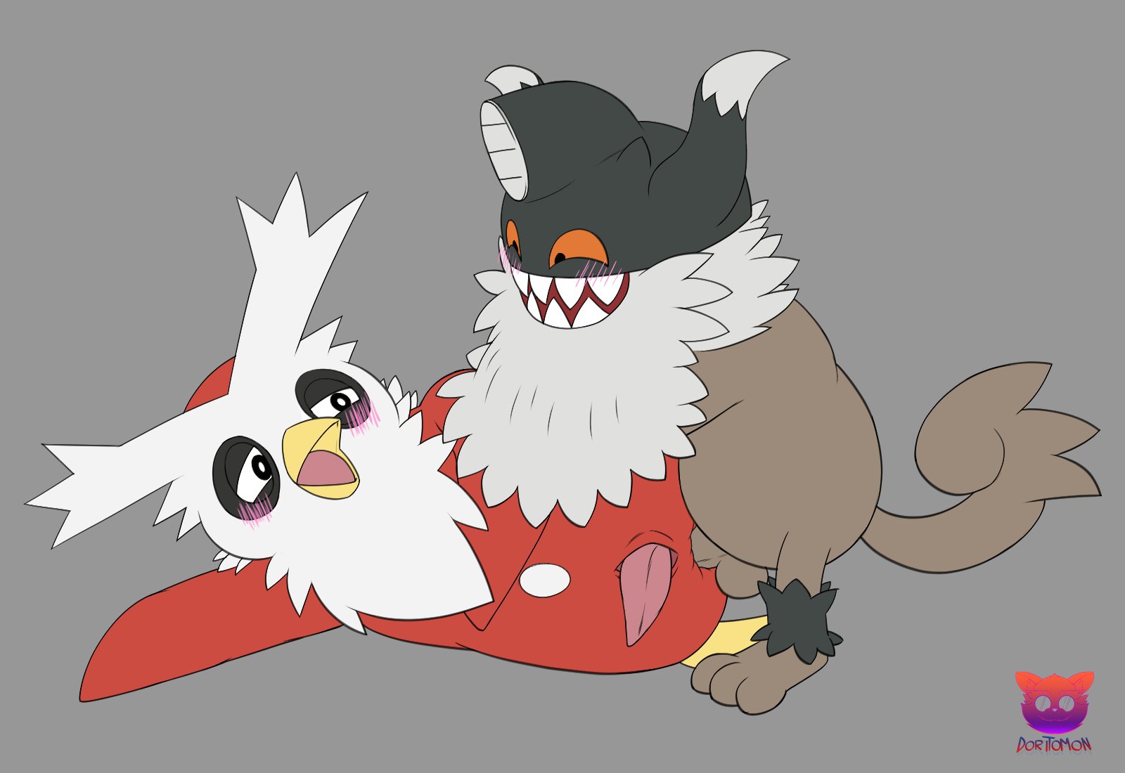 delibird, perrserker, nintendo, hi res, simple background, anal, anal sex, animal genitalia, arm tuft, avian, balls, beak, beard, black body, black fur, brown body, brown fur, doritomon, duo, erection, facial hair, felid, feline, flushed, fur, genital slit, genitals, horn, leg tuft, male, male/male, mammal, nude, open mouth, orange eyes, penetration, pokemon, red body, sex, sharp teeth, slit, smile, teeth, tuft, video games, white body, white fur, 