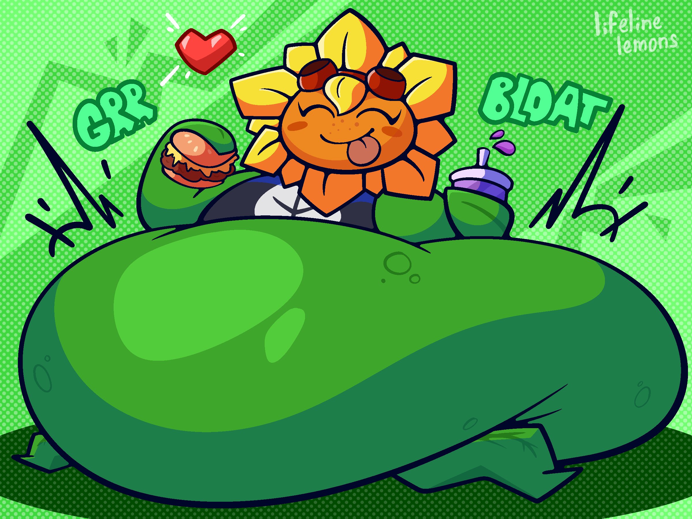sunflower (pvz), plants vs zombies, pvz, 1girls, anthro, anthrofied, ass, belly, belly bulge, breasts, fat, female, female pred, flora fauna, inflation, lifelinelemons, obese, plant, plant girl, plant humanoid, plantie, plants vs. zombies, popcap, popcap games, pred, pussy, solar flare (pvz), squishypsycho, weight gain, 