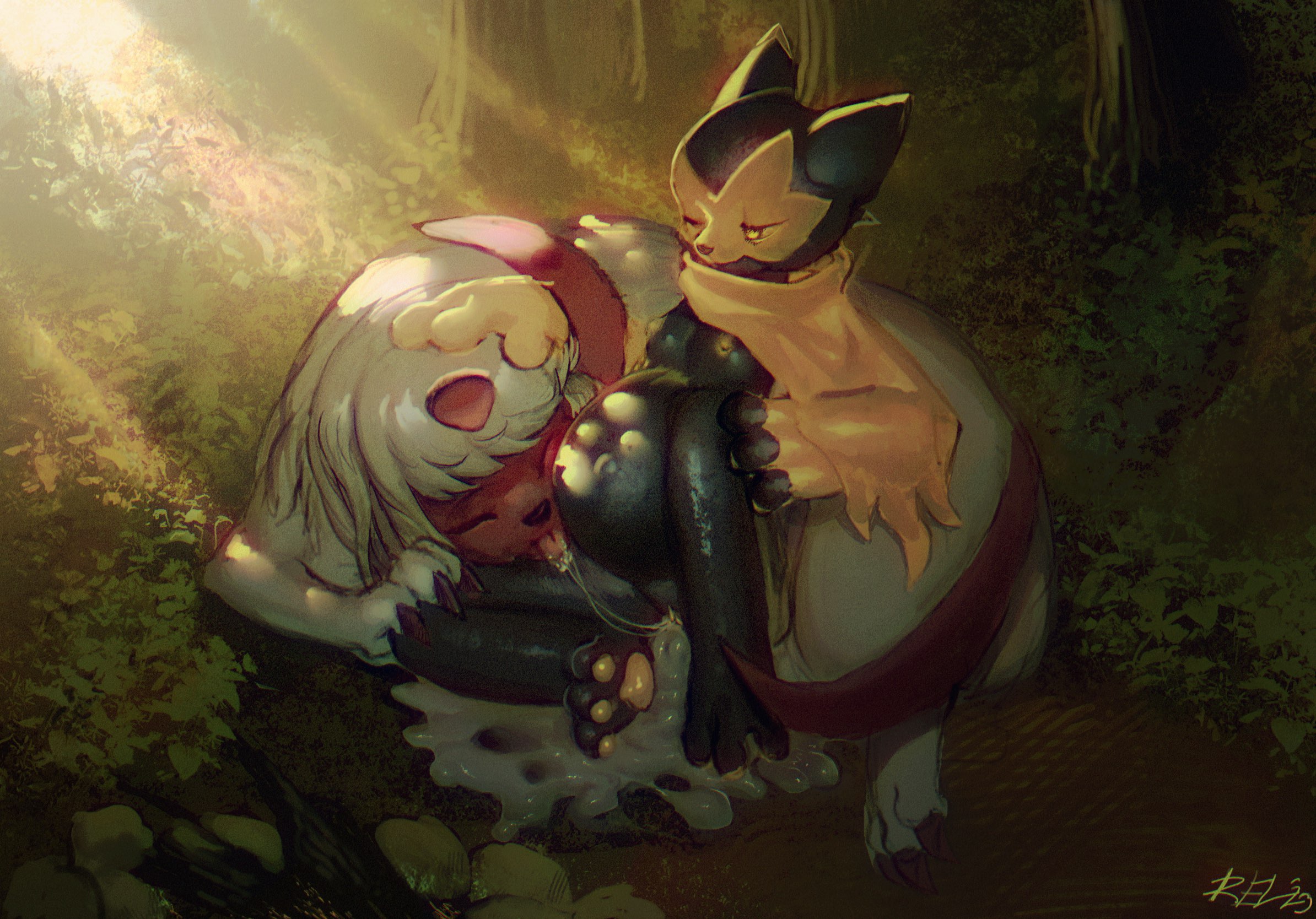 relevancy, absol, pokemon (species), shiny pokemon, nintendo, hi res, anthro, anthro on feral, artemis the absol, bodily fluids, claws, cum, cum in pussy, cum inside, cunnilingus, feral, floragato, forest, generation 3 pokemon, generation 9 pokemon, genital fluids, genitals, horn, leaking cum, light, mane, messy, oral, paws, petting, plant, pokemon, pregnant, pussy, sex, sunlight, tail, tree, vaginal penetration, zoophilia, 