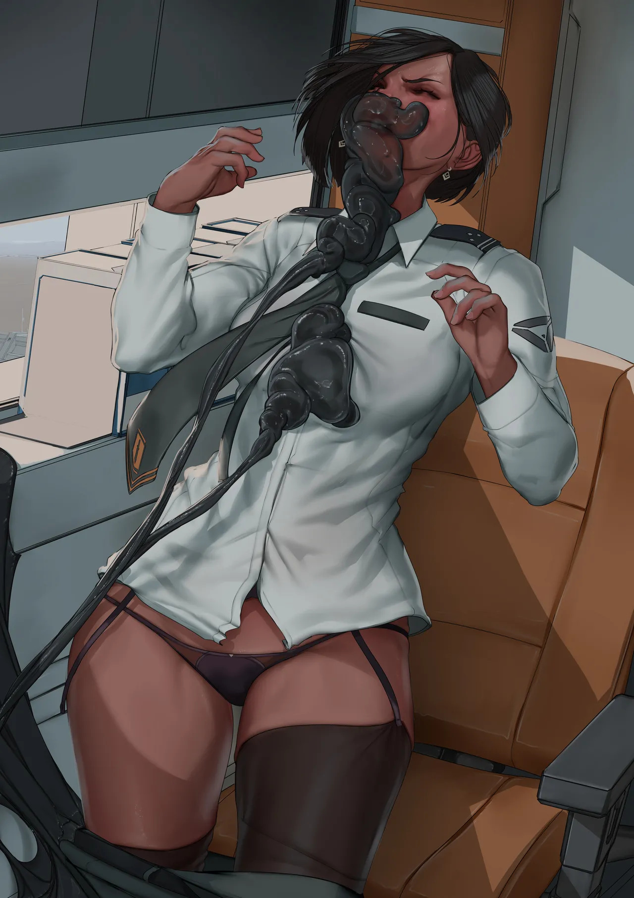 alien, black hair, drone, machine, slime, tar, vaginal penetration, zerogravitas, 