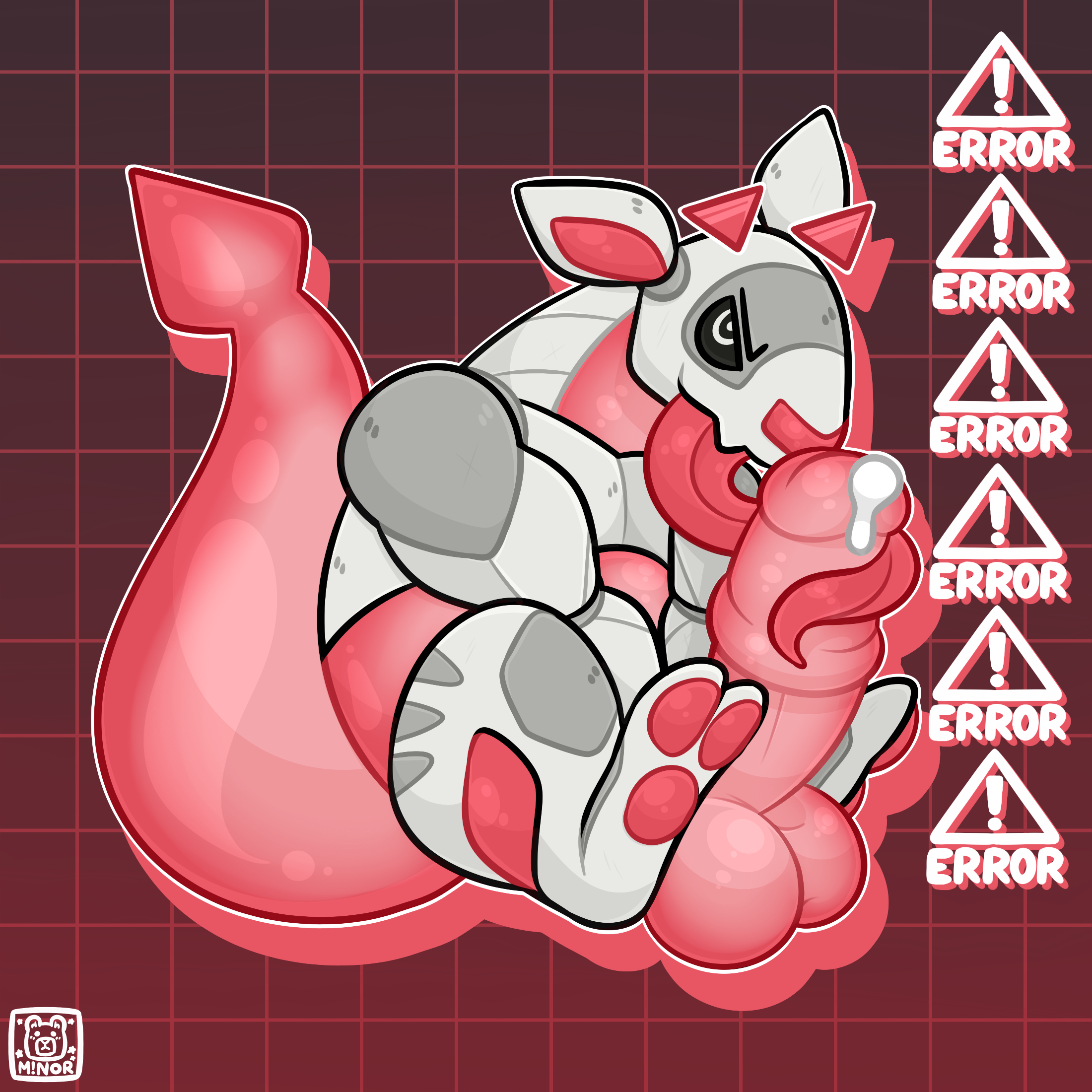 apple inc., 1:1, digital media (artwork), hi res, simple background, animal genitalia, animal penis, anthro, apple macintosh, balls, big balls, bondi (braeburned), equine penis, erection, genitals, humanoid, imac, kangaroo, looking at viewer, machine, macropod, male, mammal, marsupial, nude, penis, robot, silicone, solo, synth (vader-san), tongue, translucent, translucent body, ursa-m1nor, 