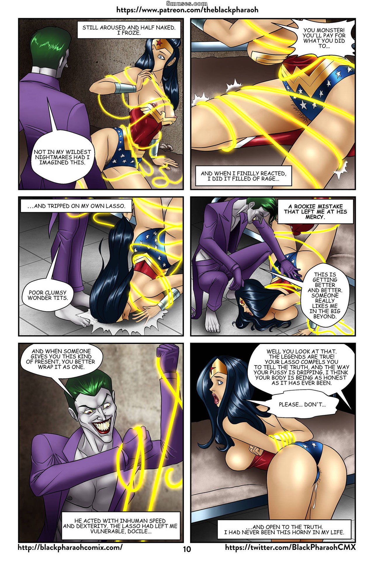 theblackpharaoh, diana prince, joker, wonder woman, 8muses, batman (series), dc, dc comics, wonder woman (series), comic, comic page, patreon, areola, areolae, black hair, brainwashing, breasts, breasts out, curvaceous, curvy, curvy body, curvy female, curvy figure, exposed, exposed breasts, exposed nipple, exposed nipples, female, green hair, hourglass figure, hypnosis, jokerization, light-skinned female, light-skinned male, light skin, male, mind break, mind control, mindbreak, nipples, pale-skinned male, pale skin, personality change, voluptuous, voluptuous female, 